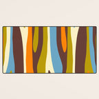 Eclectic Abstract Wild Stripes Retro Contemporary Pattern in Avocado Brown Orange Blue Desk Mat Gallery Image 3