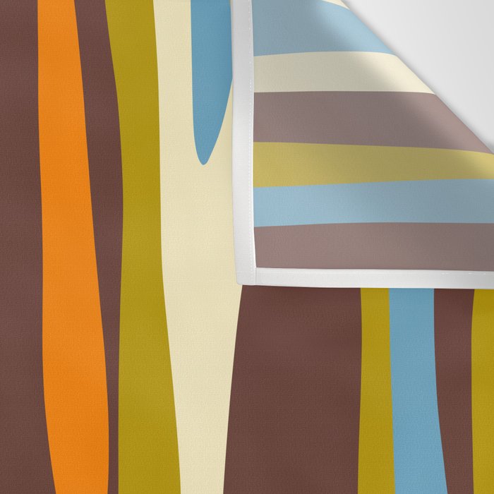Eclectic Abstract Wild Stripes Retro Contemporary Pattern in Avocado Brown Orange Blue Wall Tapestry Gallery Image 3