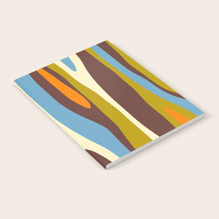Eclectic Abstract Wild Stripes Retro Contemporary Pattern in Avocado Brown Orange Blue Notebook Gallery Image 2