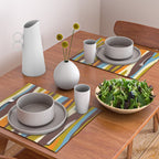 Eclectic Abstract Wild Stripes Retro Contemporary Pattern in Avocado Brown Orange Blue Placemat Gallery Image 2