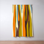 Eclectic Abstract Wild Stripes Retro Contemporary Pattern in Avocado Brown Orange Blue Window Curtain Gallery Image 3