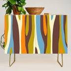 Eclectic Abstract Wild Stripes Retro Contemporary Pattern in Avocado Brown Orange Blue Credenza Gallery Image 1