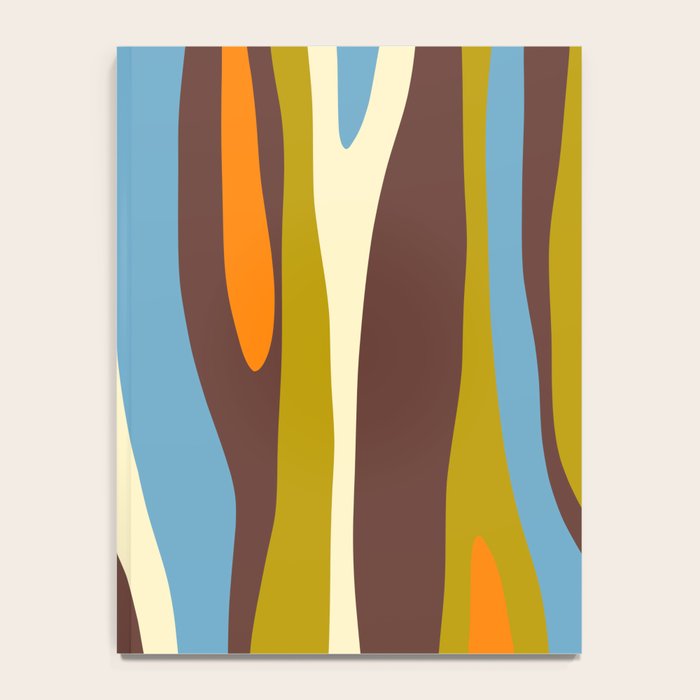 Eclectic Abstract Wild Stripes Retro Contemporary Pattern in Avocado Brown Orange Blue Notebook Gallery Image 4