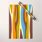 Eclectic Abstract Wild Stripes Retro Contemporary Pattern in Avocado Brown Orange Blue Wrapping Paper Gallery Image 1