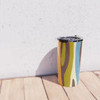 Eclectic Abstract Wild Stripes Retro Contemporary Pattern in Avocado Brown Orange Blue Travel Mug Gallery Image 4