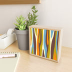 Eclectic Abstract Wild Stripes Retro Contemporary Pattern in Avocado Brown Orange Blue Mini Art Print Gallery Image 2