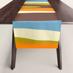 Eclectic Abstract Wild Stripes Retro Contemporary Pattern in Avocado Brown Orange Blue Table Runner Gallery Image 1