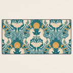 Celestial Unicorns In Turquoise and Gold Desk Mat Gallery Image 3