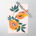 PAPA-YAY! Tropical Fruit Papaya, Vintage Botanical Illustration, Juicy Summer Seashore Food Exotic, Fresh Sweet Bohemian Painting Wrapping Paper Gallery Image 1