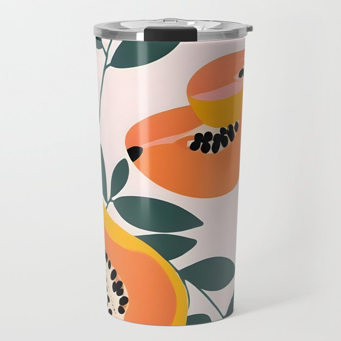 PAPA-YAY! Tropical Fruit Papaya, Vintage Botanical Illustration, Juicy Summer Seashore Food Exotic, Fresh Sweet Bohemian Painting Travel Mug Gallery Image 1