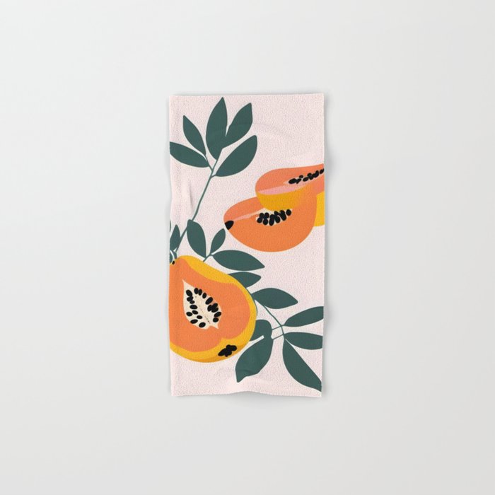 PAPA-YAY! Tropical Fruit Papaya, Vintage Botanical Illustration, Juicy Summer Seashore Food Exotic, Fresh Sweet Bohemian Painting Bath Towel Gallery Image 1