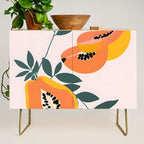 PAPA-YAY! Tropical Fruit Papaya, Vintage Botanical Illustration, Juicy Summer Seashore Food Exotic, Fresh Sweet Bohemian Painting Credenza Gallery Image 1