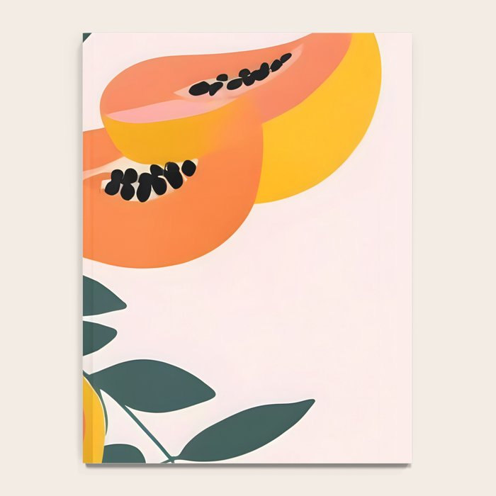 PAPA-YAY! Tropical Fruit Papaya, Vintage Botanical Illustration, Juicy Summer Seashore Food Exotic, Fresh Sweet Bohemian Painting Notebook Gallery Image 4