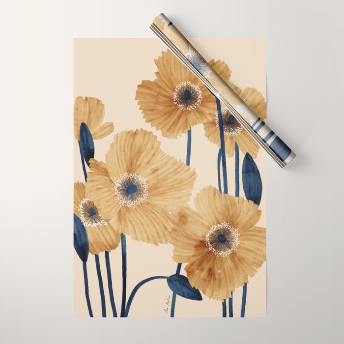 Poppies flowers watercolor Wrapping Paper Gallery Image 1
