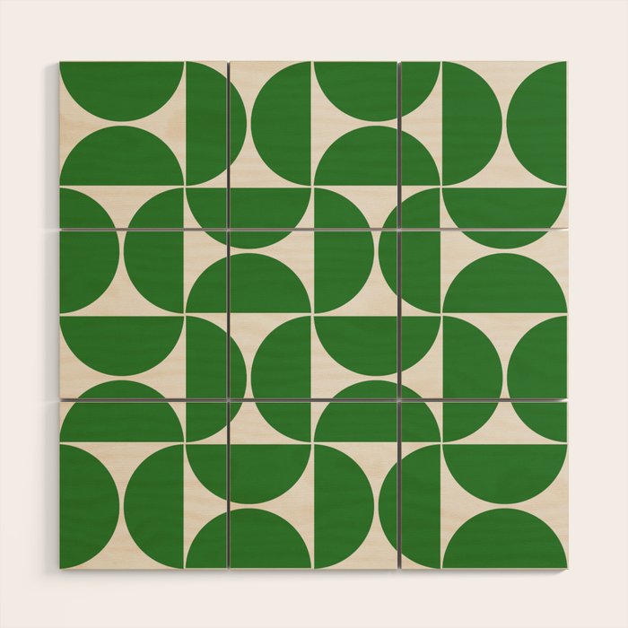 Mid century modern geometric Green forest Wood Wall Art