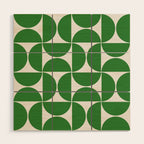 Mid century modern geometric Green forest Wood Wall Art Gallery Image 1