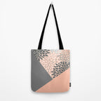 Modern, Floral Prints, with Block Color, Coral and Gray Tote Bag Gallery Image 2