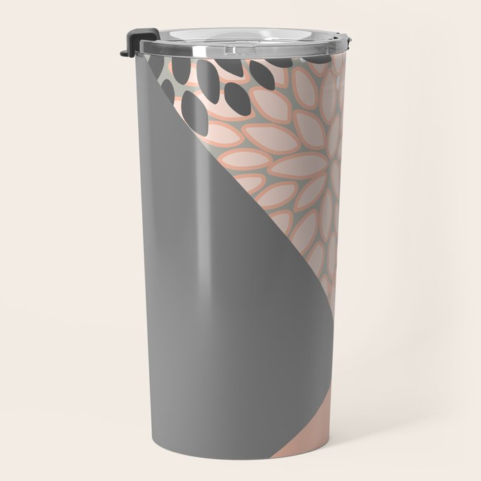 Modern, Floral Prints, with Block Color, Coral and Gray Travel Mug Gallery Image 3