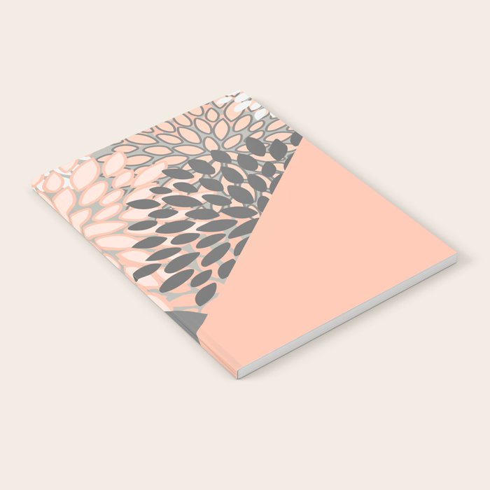 Modern, Floral Prints, with Block Color, Coral and Gray Notebook Gallery Image 2