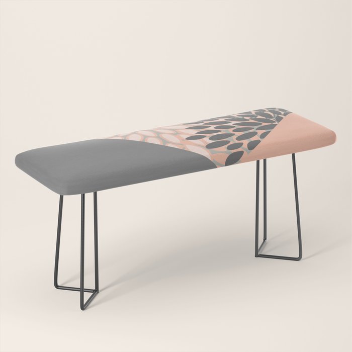 Modern, Floral Prints, with Block Color, Coral and Gray Bench Gallery Image 1