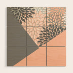 Modern, Floral Prints, with Block Color, Coral and Gray Wood Wall Art Gallery Image 1