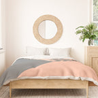 Modern, Floral Prints, with Block Color, Coral and Gray Duvet Cover Gallery Image 3