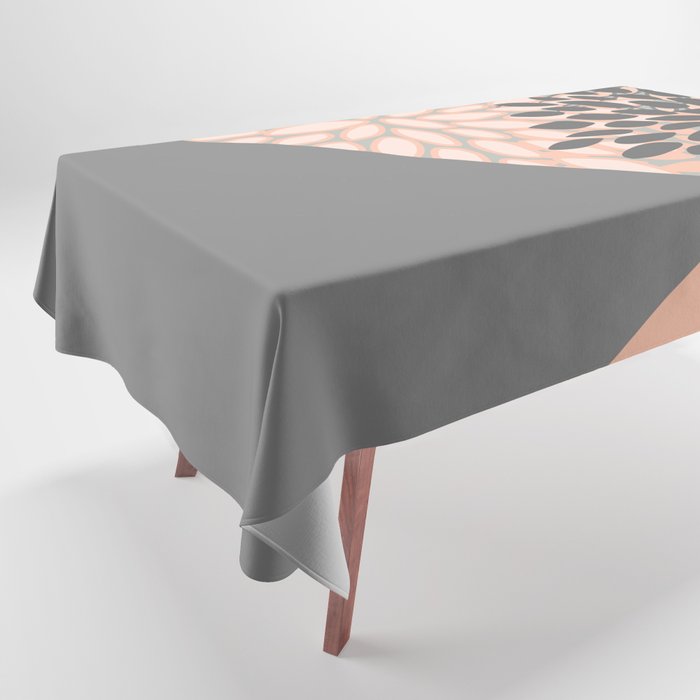 Modern, Floral Prints, with Block Color, Coral and Gray Tablecloth Gallery Image 1