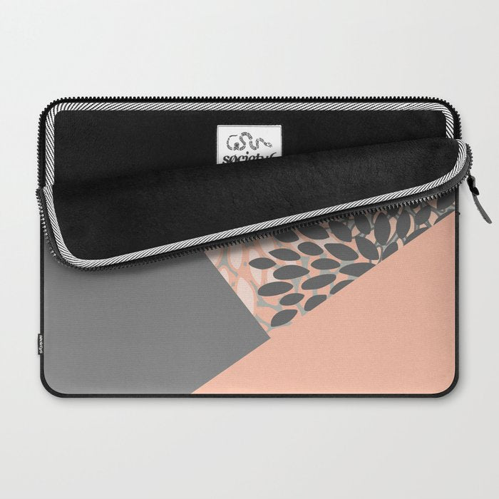 Modern, Floral Prints, with Block Color, Coral and Gray Laptop Sleeve Gallery Image 2