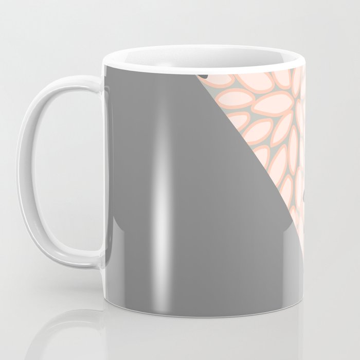 Modern, Floral Prints, with Block Color, Coral and Gray Coffee Mug Gallery Image 3