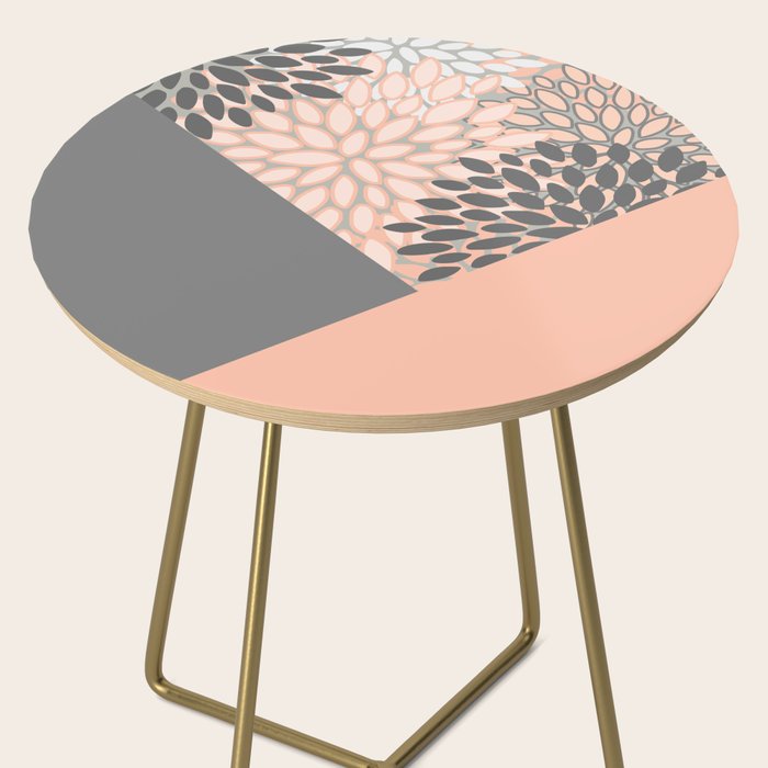Modern, Floral Prints, with Block Color, Coral and Gray Side Table Gallery Image 2