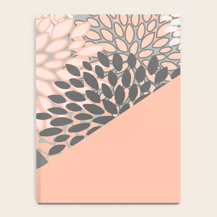Modern, Floral Prints, with Block Color, Coral and Gray Notebook Gallery Image 4