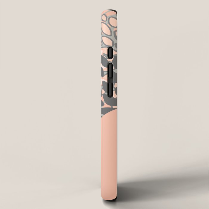 Modern, Floral Prints, with Block Color, Coral and Gray iPhone Case Gallery Image 2