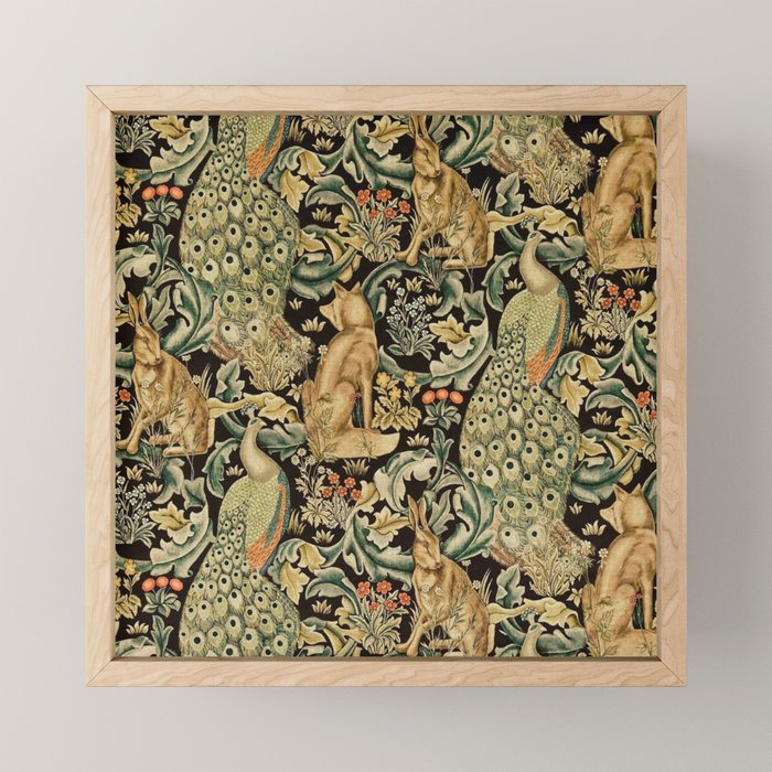 William Morris Vintage Craftsman Forest Compilation Charcoal Black  Mini Art Print Gallery Image 1