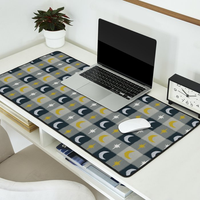Moon and Stars Gingham Desk Mat Gallery Image 2