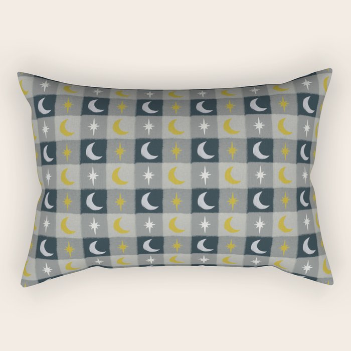 Moon and Stars Gingham Rectangular Pillow Gallery Image 2