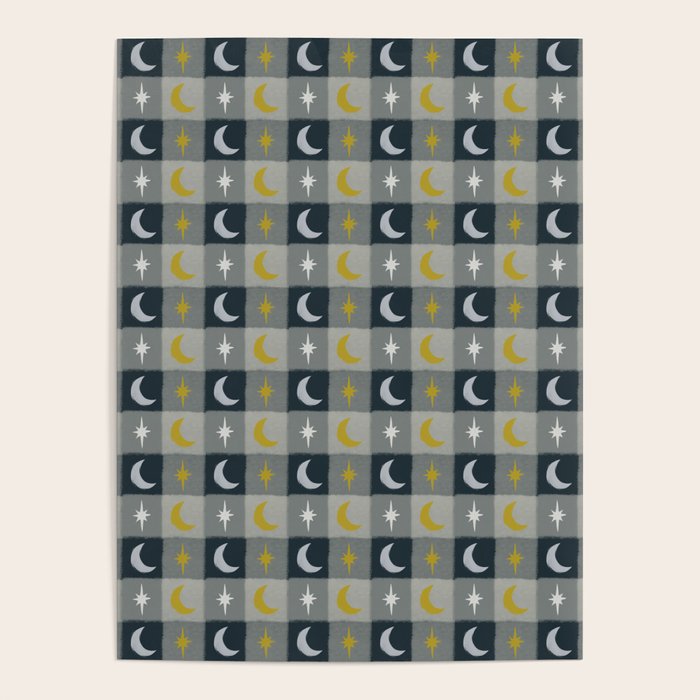Moon and Stars Gingham Poster Gallery Image 4