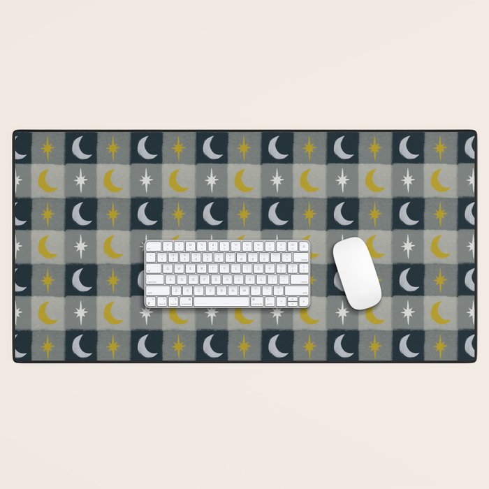 Moon and Stars Gingham Desk Mat Gallery Image 1