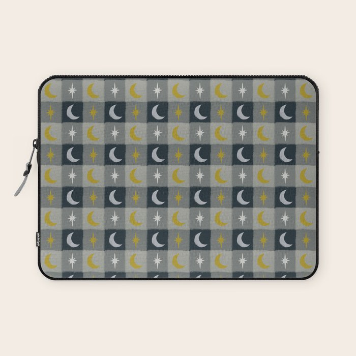 Moon and Stars Gingham Laptop Sleeve Gallery Image 1