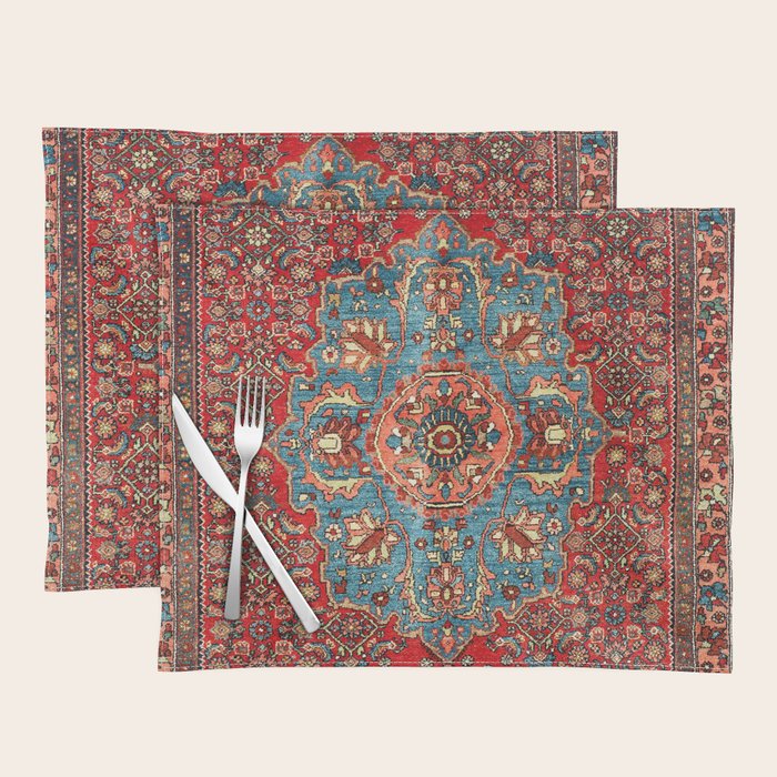 Bidjar Antique Kurdish Northwest Persian Rug Print Placemat Gallery Image 1