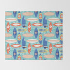 Vintage Surfboards Pattern Throw Blanket Gallery Image 2