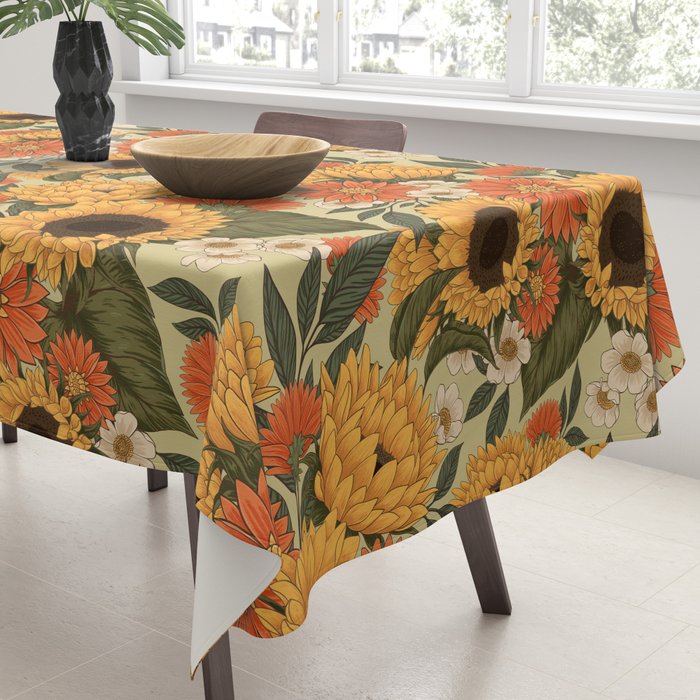 Sunflowers - Tranquill Green Tablecloth Gallery Image 3