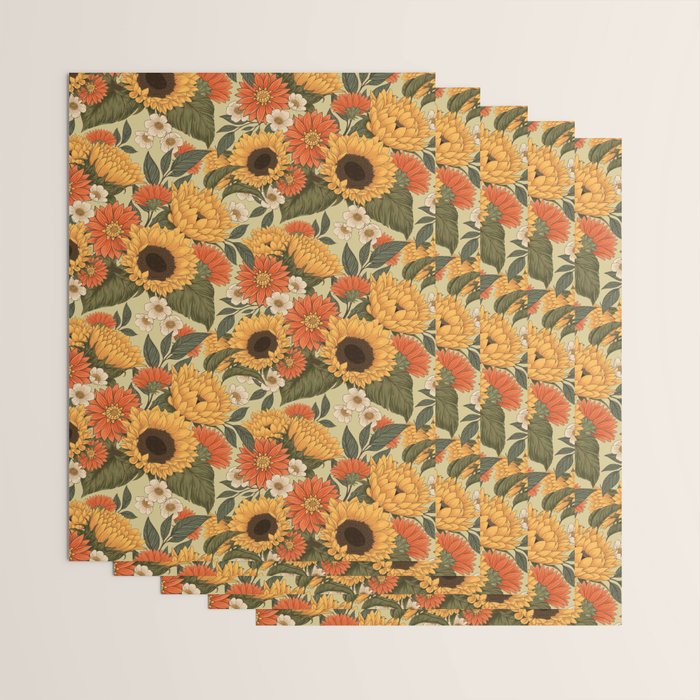 Sunflowers - Tranquill Green Wrapping Paper Gallery Image 3