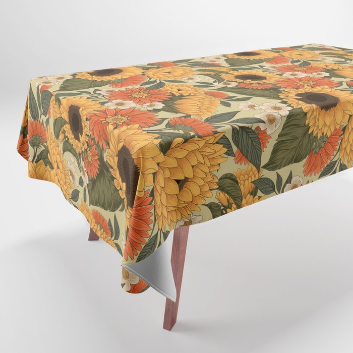 Sunflowers - Tranquill Green Tablecloth Gallery Image 1