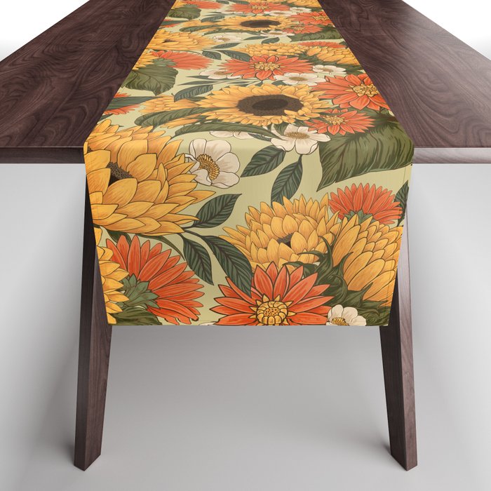 Sunflowers - Tranquill Green Table Runner Gallery Image 1