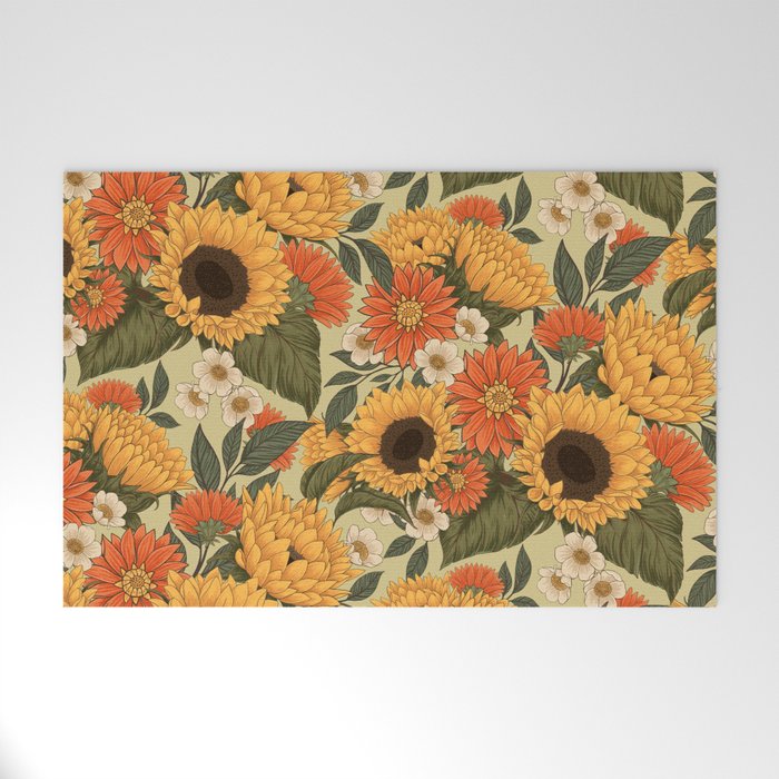 Sunflowers - Tranquill Green Welcome Mat Gallery Image 1