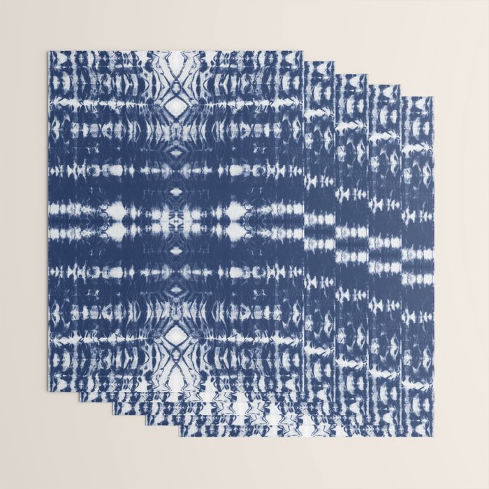 Tie dye shibori horizontal indigo blue stripes pattern Wrapping Paper Gallery Image 3