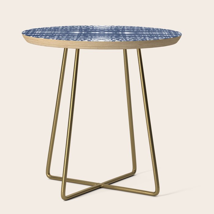 Tie dye shibori horizontal indigo blue stripes pattern Side Table Gallery Image 1