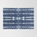 Tie dye shibori horizontal indigo blue stripes pattern Rug Gallery Image 2