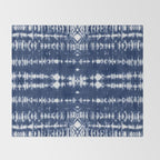 Tie dye shibori horizontal indigo blue stripes pattern Throw Blanket Gallery Image 2