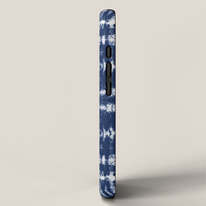 Tie dye shibori horizontal indigo blue stripes pattern iPhone Case Gallery Image 2